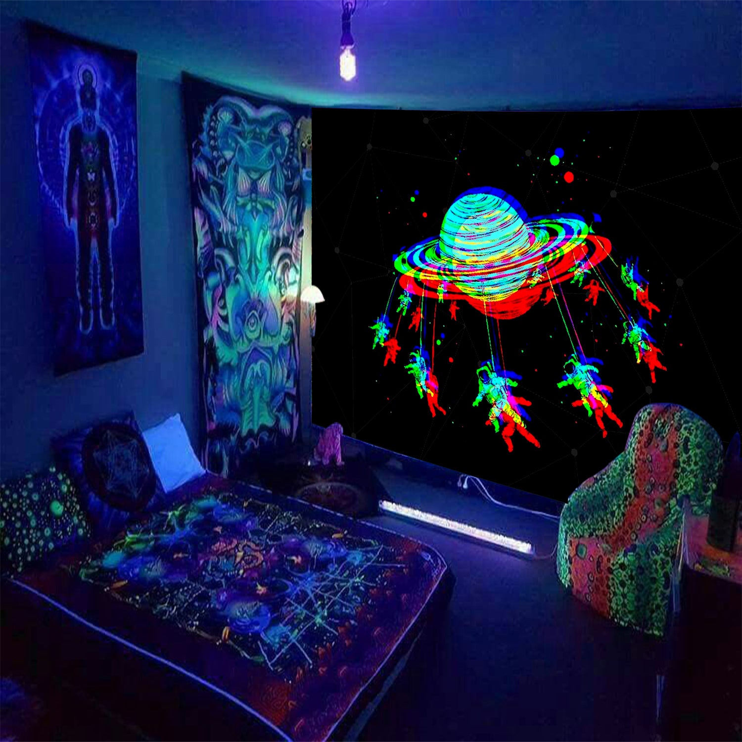 Skeleton Mushroom Astronaut Tapestry