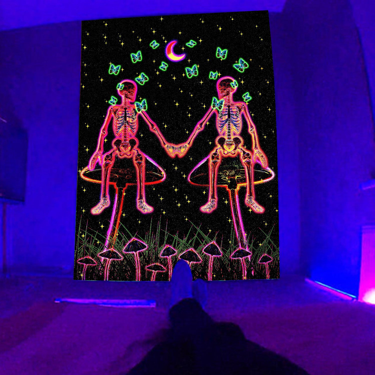 Skeleton Mushroom Astronaut Tapestry