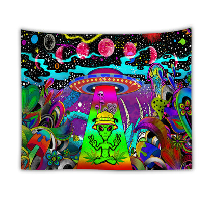 Alien Bar Skeleton Fluorescent Tapestry