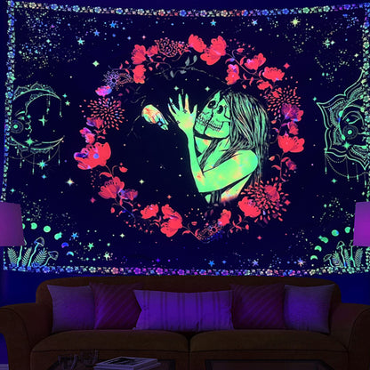 Alien Bar Skeleton Fluorescent Tapestry