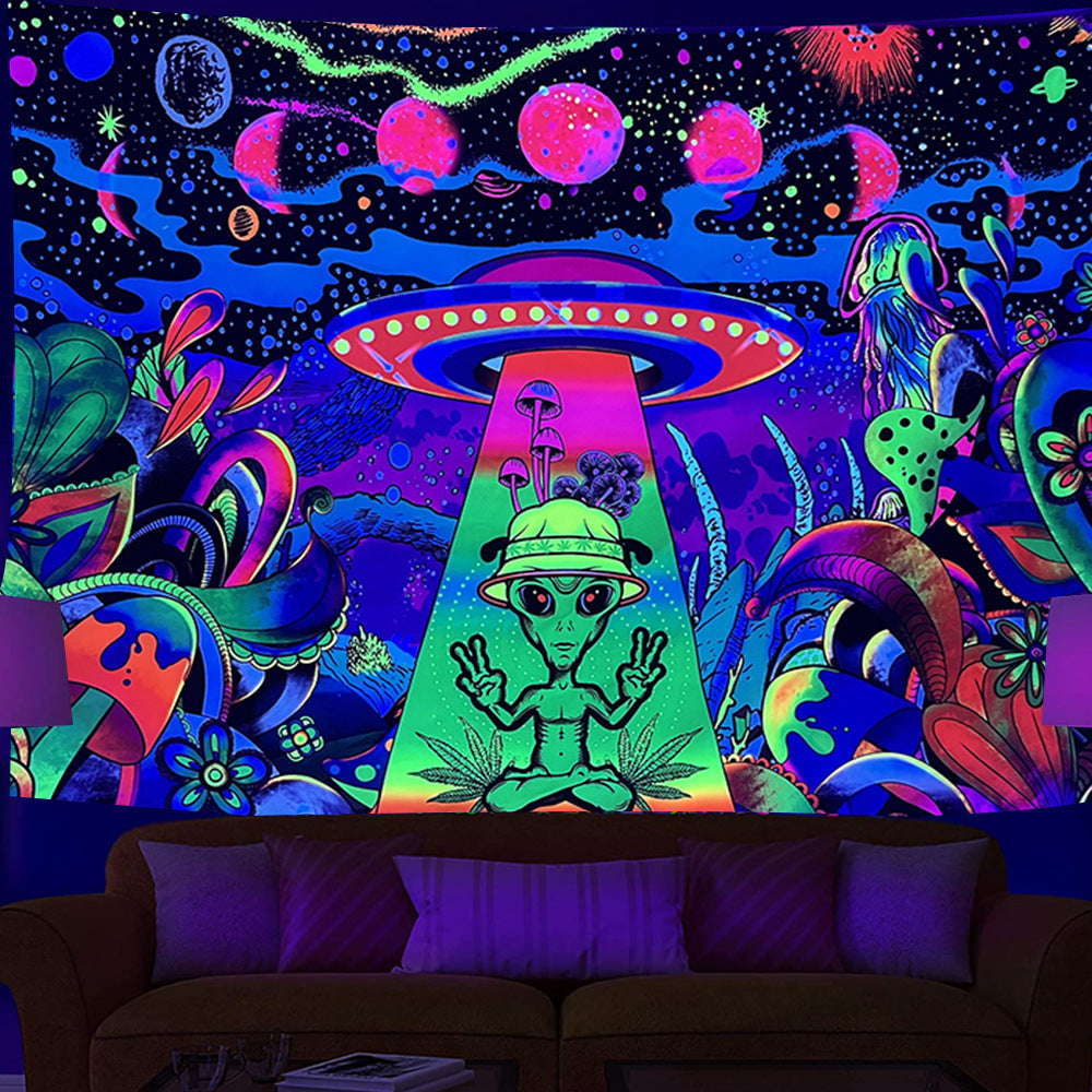 Alien Bar Skeleton Fluorescent Tapestry