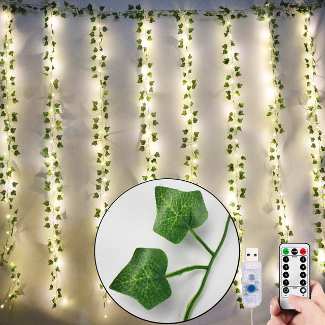 Plant Leaves Curtain Led